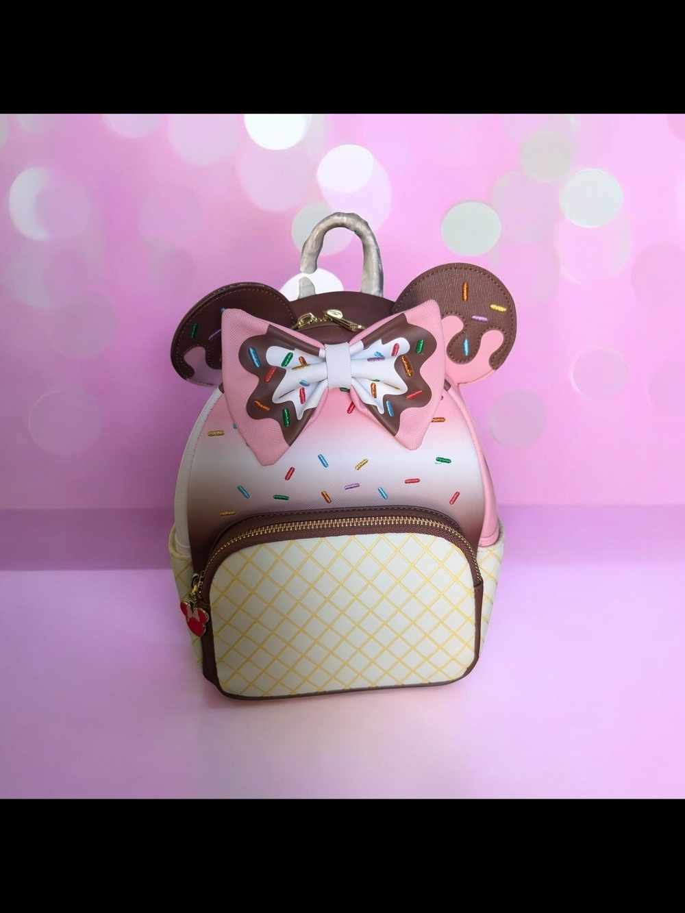 ​Loungefly Disney Minnie Mouse Sundae Ice Cream Cone Mini Backpack NWT
